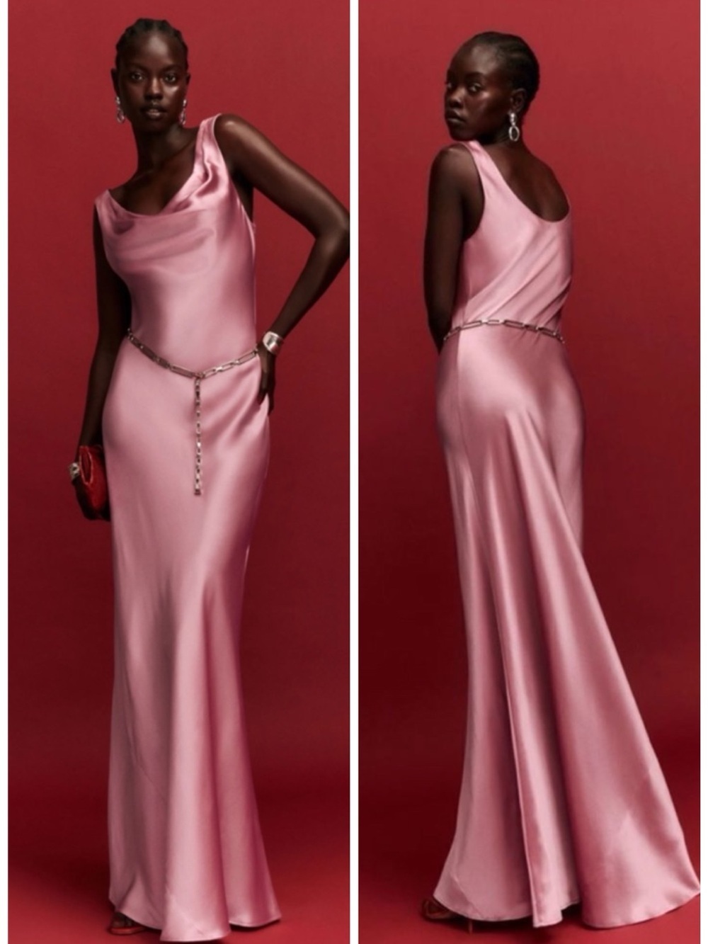 Reformation Annabelle Maxi Silk Dress in Rose Petals Pink SZ US 4